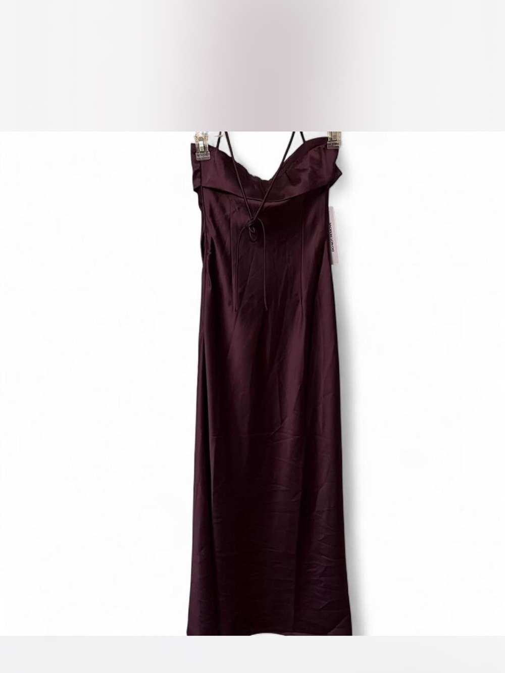 Satin Strapless Maxi Dress in Deep Plum - Picture 3 of 8